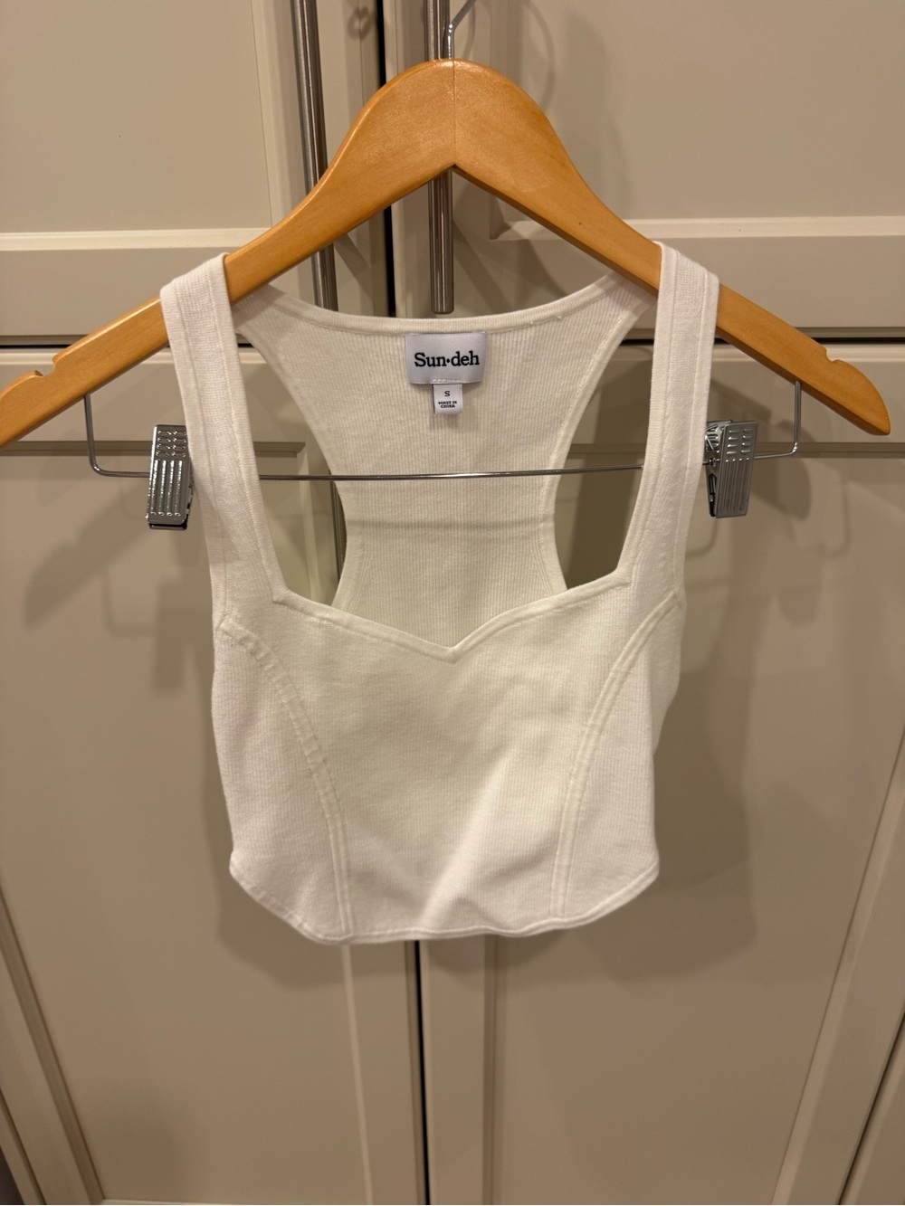 Sunday Best Ivory Ribbed Crop Tank
